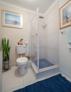 white bathroom tiling