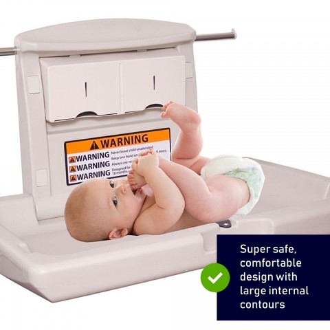 Commercial heavy duty wall store mounted horizontal baby changing station