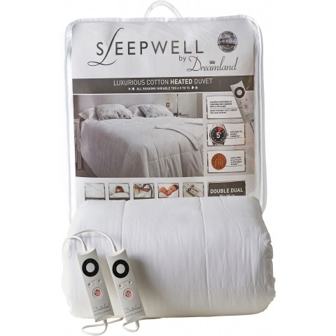 Sleepwell 16329 Luxury Cotton Double Size Dual Controls Heated Duvet ...